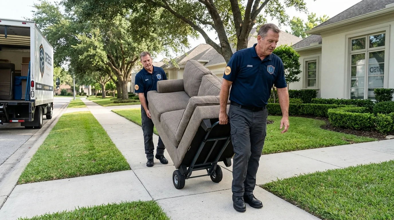 Local residential moving crew loading furniture in Oxford, MI